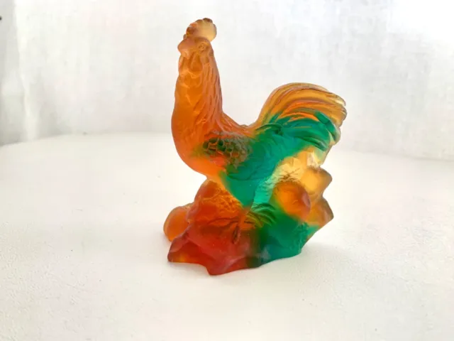 Daum  France Pate De Verre Chrystal RoosterFigurine New with box never displayed