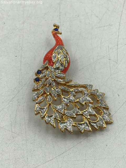 2 1/2 " Long Peacock Multicolored Jeweled Pin