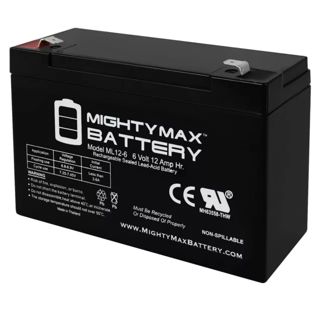 Mighty Max 6V 12AH F2 Replacement Battery for APC RBC6 Zeus PC12-12