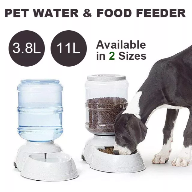 Automatic Water/Food Pet Dog Cat Puppy Dispenser Feeder Bowl Bottle 3.8/11L AU