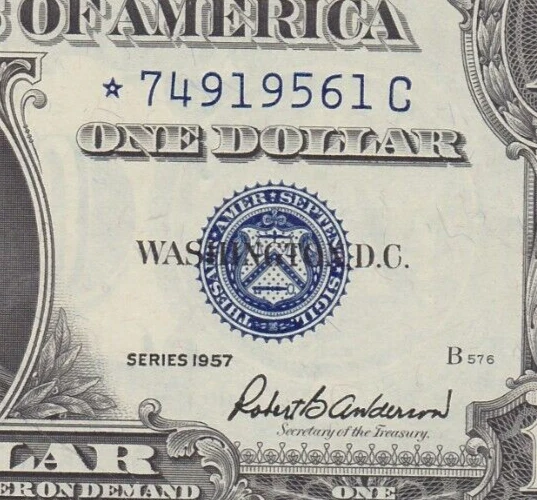 Kappyscoins  W8451A 1957 $1.00 Star Note Silver Certificate Choice Unc Cu