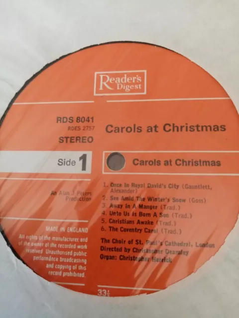 Carols At Christmas 12 Popular Carols 33rpm Vinyl Record LP Album 3