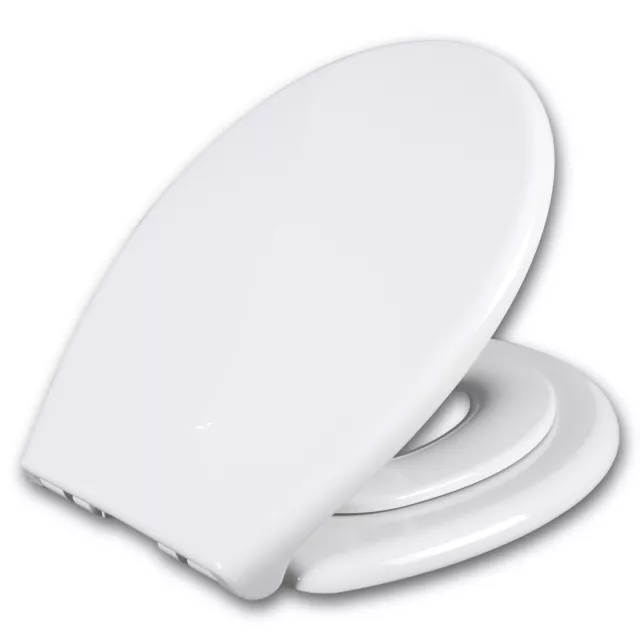 2-in-1 Family Toilet Seat Kid Adult Soft Close Seat Quick Release Hinges White