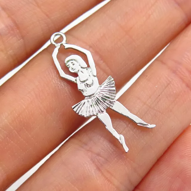 925 Sterling Silver Vintage Dancing Hawaiian Hula Girl Charm Pendant