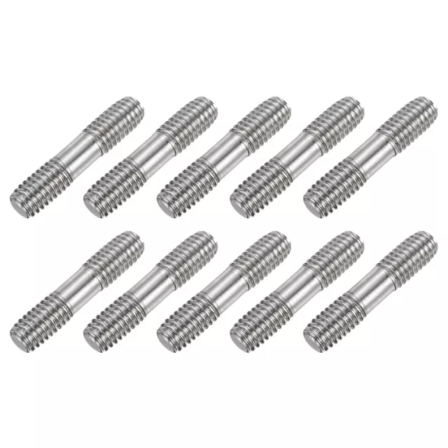 10Pcs M6x25mm 304 Stainless Steel Double End Threaded Stud Screw