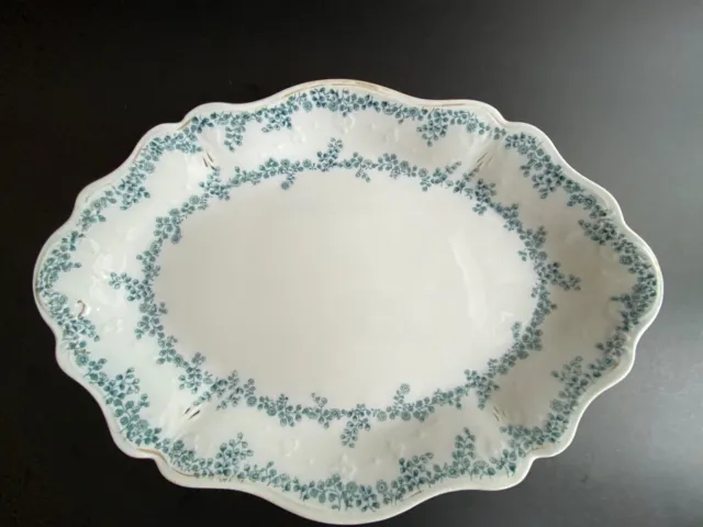 Antique FLOW BLUE Aldine Platter by W.H. Grindley England, 14 1/2" by 10”