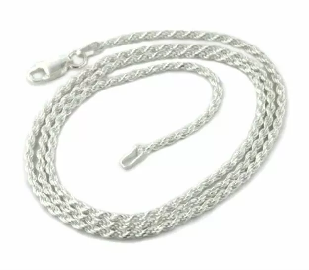 Silver Sterling Rope Chain Necklace Diamond Cut 925 Solid Italy New Real Silver