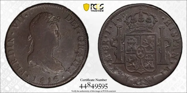 1816 Mo JJ PCGS VF | MEXICO - Silver Eight Reales - Fernando VII 8R Coin #35646A