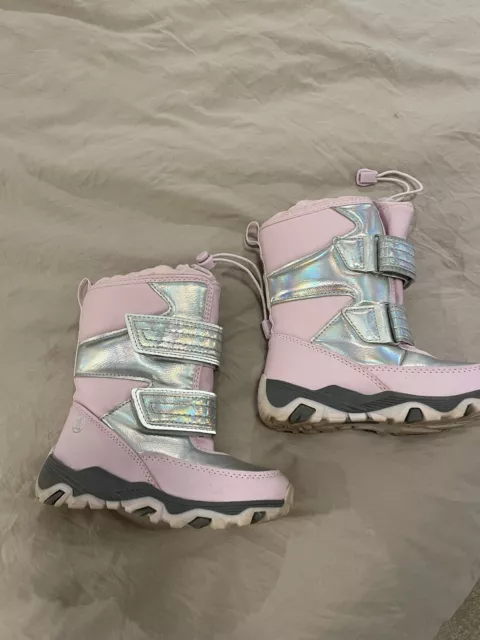 Lands End Winter Snow Boots Kids Youth Size 9 Insulated Waterproof Pink