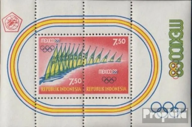 Indonesia Bloque 12 (completa edición) nuevo con goma original 1968 olímpicos ju
