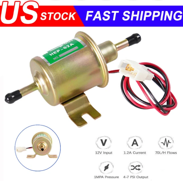Universal Electric Fuel Pump HEP-02A 4-7PSI 12V Inline Low Pressure Gas Diesel