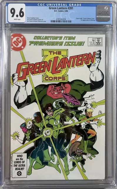 Green Lantern 201 (DC, 1986)  CGC 9.6 WP  **1st Appearance Kilowog**