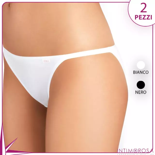 Slip donna a tanga vita bassa Cotonella 8127 in cotone 2 pz