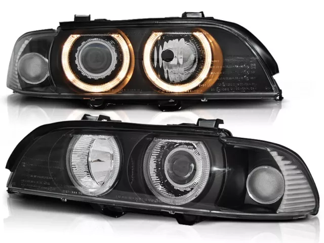 Angel Eyes Scheinwerfer Set für  BMW E39 BJ 09/95-06/03 Klar/Schwarz RHD/LHD