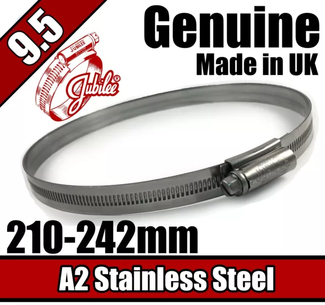 Genuine Jubilee Stainless Steel Clips Hose Pipe Clamp Worm Drive 210mm-242mm 9.5