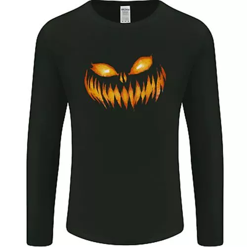 Zucca Viso Halloween Horror Spaventoso da Uomo Manica Lunga T-Shirt