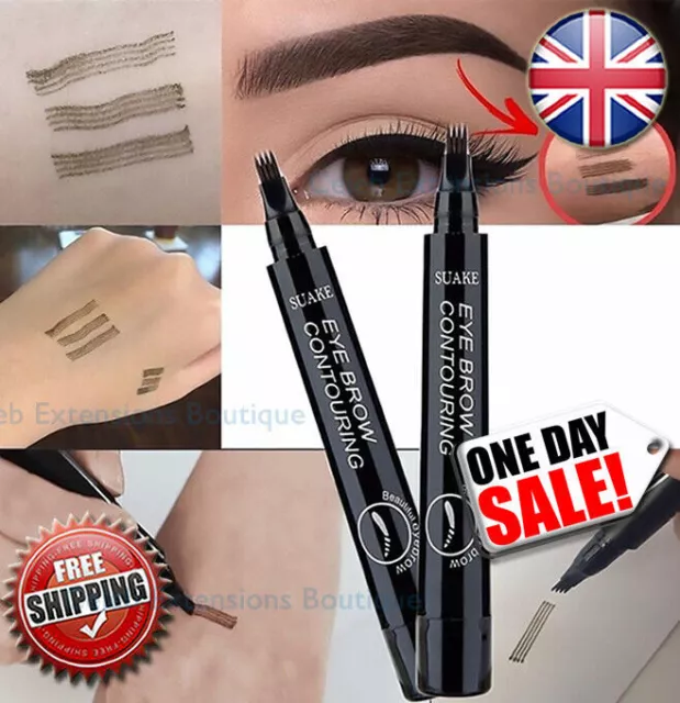 Black 3D Eyebrow Liquid Ink Pen Microblading Tattoo Pencil Brow Waterproof Fork❤