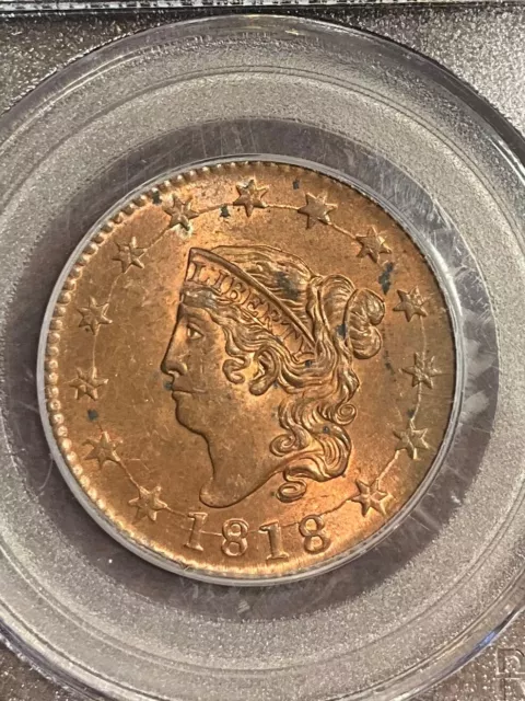 Pcgs Ms63Rb 1818 Coronet Or Matron  Head Large Cent  Tons Of Red