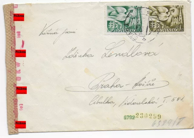 Brief Stara Tura nach Prag, 1942, Zensur