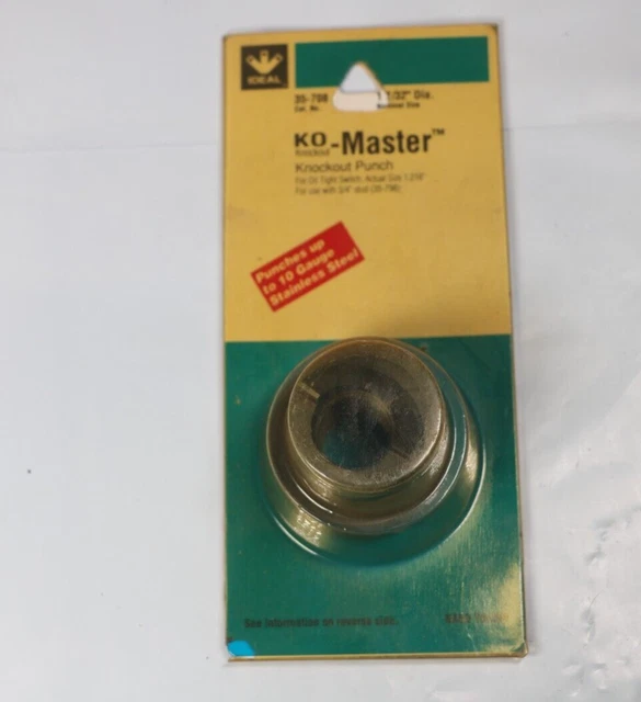 Ideal Knockout Punch + Die 1-7/32" Size For Stainless Steel, Oil Tight, # 35-708