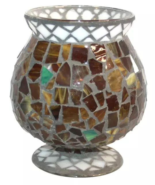 Hurricane Mosaic Glass Candle Holder 7.25" Home Interiors
