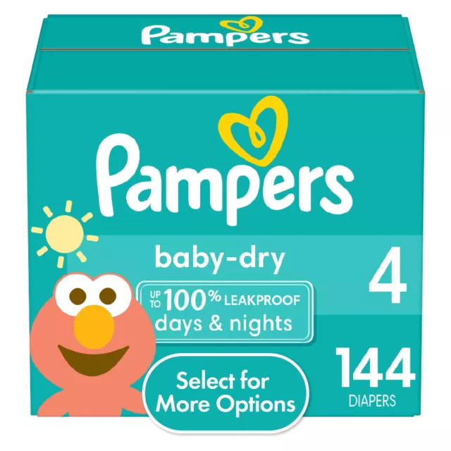 Baby Dry Diapers Size 4, 144 Count (Select for More Options)