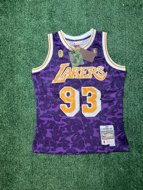 Buy BAPE x Mitchell & Ness Lakers ABC Basketball Swingman Jersey 'Purple' -  0039 1FW180103XM&N PURP