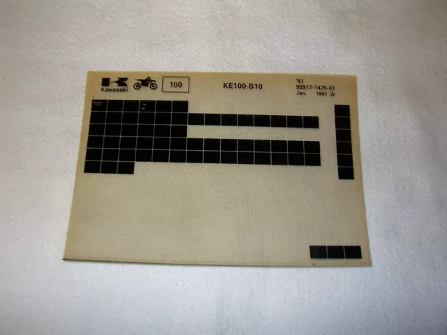 Kawasaki Ke100 Ke 100 B10 Gen Part Catalogue Microfiche