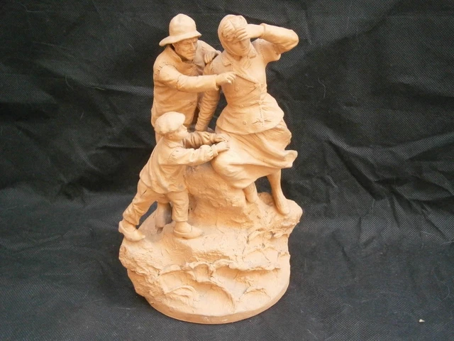 Antique Antique Antique Santon Terracotta Group Breton French Fishermen