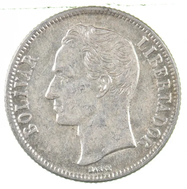 Roughly the Size of a Quarter 1954 Venezuela 1 Bolivar World Silver Coin *718