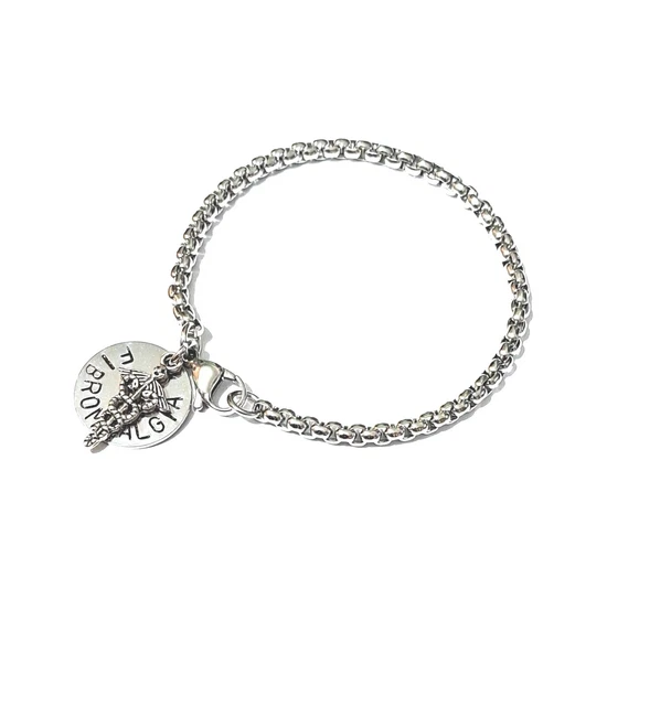 Pulsera de alerta médica advertencia caja de acero inoxidable cadena disco estampado y dije