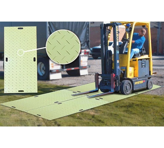 (12 Pack) 2' x 8' Tan Ground Protection Mat with 22 Pcs Single Connectors