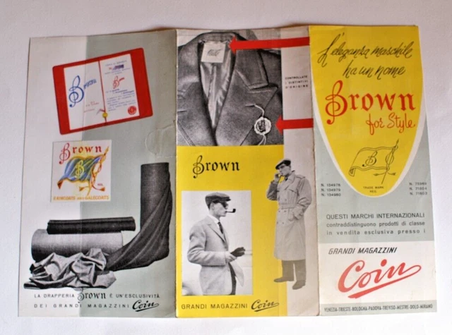 Y957-Depliant Pub.del Marchio Di Moda Uomo Brown Nei Magazzini Coin