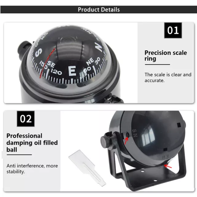 Boat Compass Marine Compass with Mount for Sail Ship Vehicle Car Boat Navigation 3