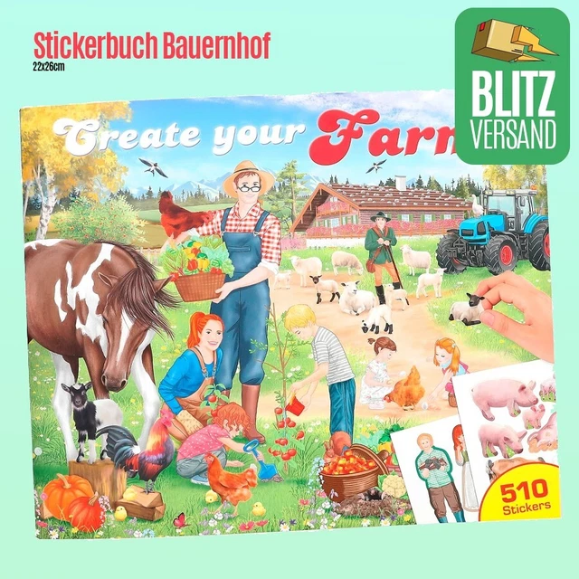 Create your Farm - Malbuch mit Stickern von Depesche Art. 12503 Neu