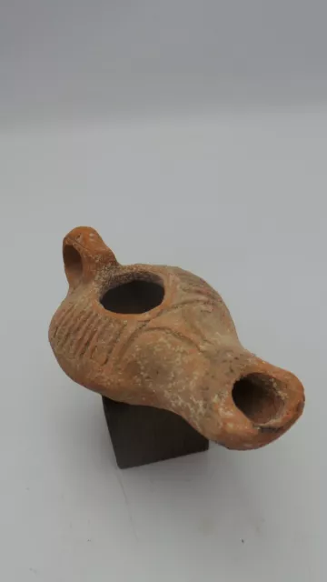 RARE Ancient Pottery Byzantine Period Oil Lamp Museum Quality 4nd-5rd cent 3