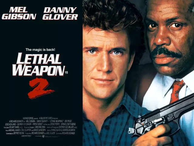 LETHAL WEAPON 2 1989 UK quad poster print 30x40" Mel Gibson Danny Glover FREEP&P