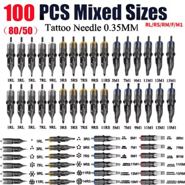 50-100PCS Mixed Tattoo Cartridge RS Needles Disposable Sterilized Tattoo Needle