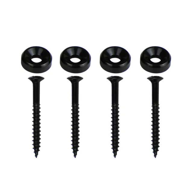 Set 4pcs Guitar Bass Neck Joint Ferrules Bushings & Mounting Screws Black Color