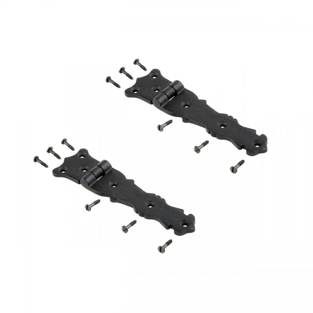 Black Wrought Iron Door Strap Hinge 5.5" L Rust Resistant Flush Mount Pack of 2
