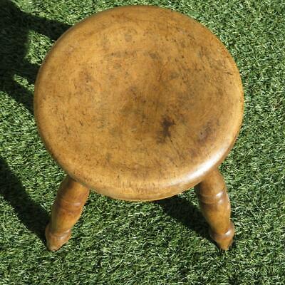 Antique Georgian Sycamore 4 Legged Low Stool With Round Top 1800 3