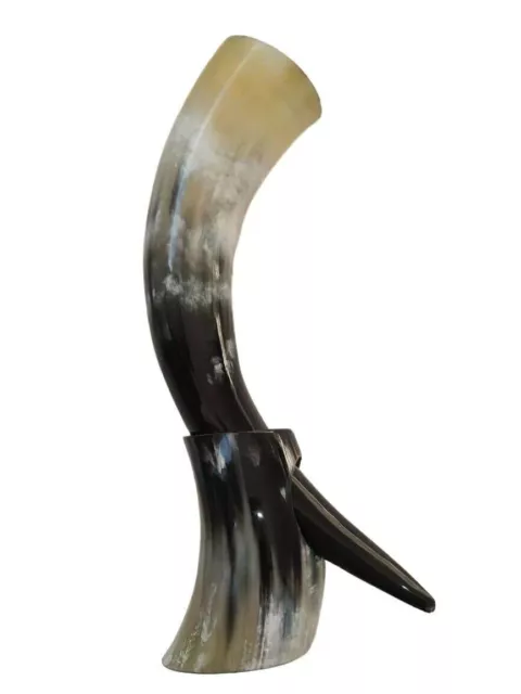 Viking Drinking Horn with Stand Handcrafted For Beer Wine Polished Finish 500 ML 3