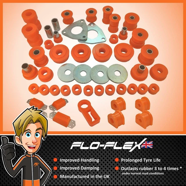 thumbnail image 2 of FloFlex Polyurethane Bush Kit For Land Rover Series 3 SWB – Front & Rear Suspension (SDLRO4B) – Made In UK 2 of 6