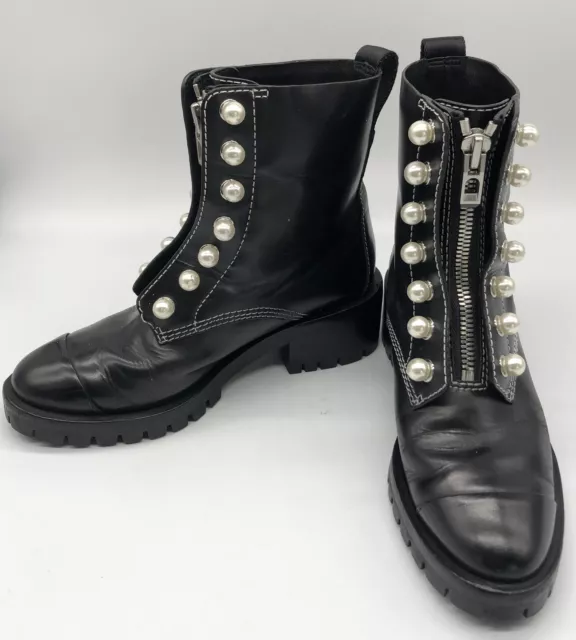 3.1 Phillip Lim Women's Black Leather Lug Sole Hyatt Pearl Zip-Up Boots sz 37