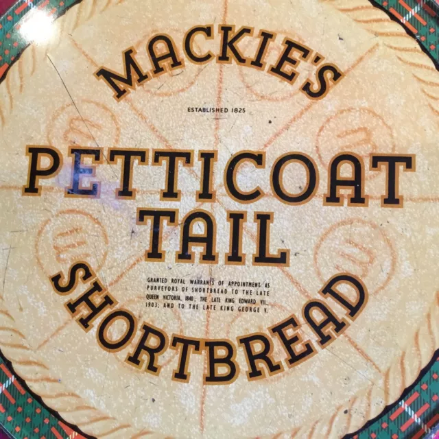 Vintage Tin 18 Cm Mackies Petticoat Tail Shortbread Round Scottish Biscuit 3