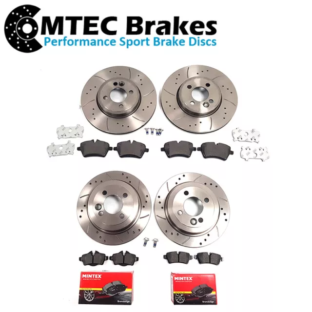 Mini R56 1.6 Cooper S 06-14 Front Rear Brake Discs Drilled Grooved Mintex Pads