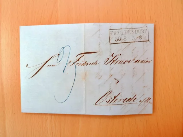 PREUßEN Brief 1860, schwarz PR.OLDENDORF + blau OSTERODE - Inhalt Louis Blase