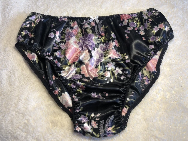 Satin Floral Feminine Sissy Tanga Knickers Underwear Briefs Panties Sizes  6-20