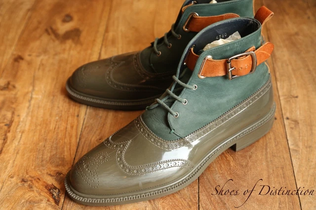 VIVIENNE WESTWOOD GREEN Nubuck Rubber Leather Chelsea Boots Shoes Mens ...