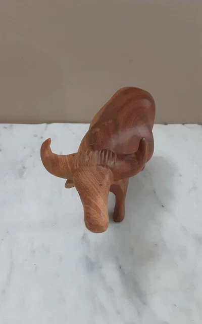 Vtg Hand Carved Wooden Water Buffalo/Ox